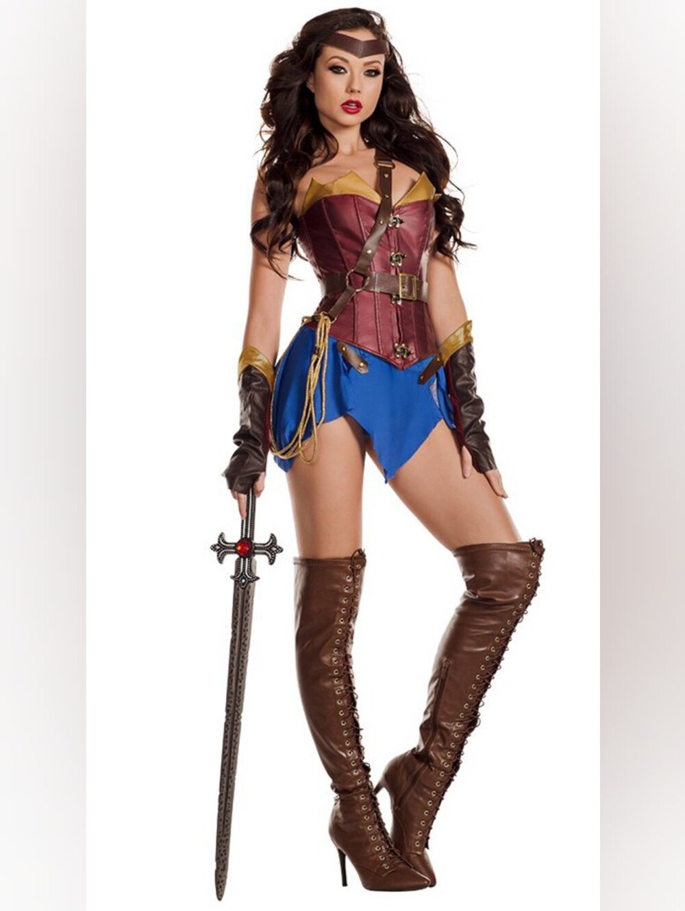 Wonder Women Glamazonian Blue & Brown Costume